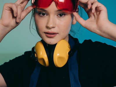 Girl wearing washing clothes