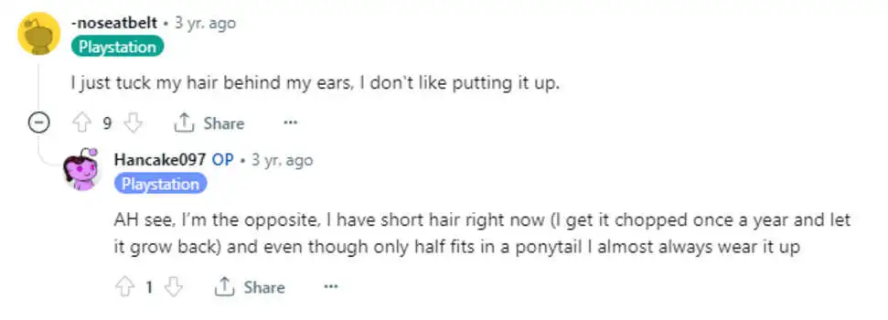 Push long hair back of ears